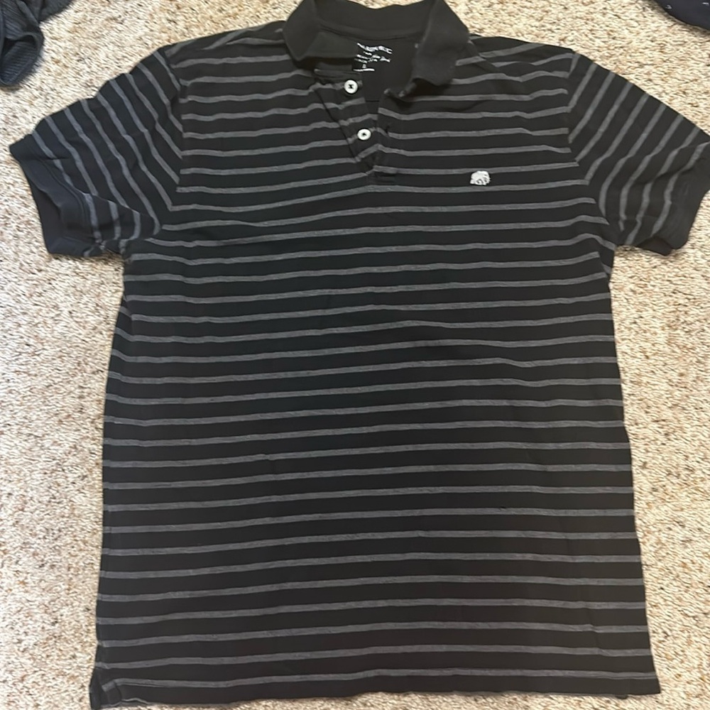 BR black and Gray striped polo L